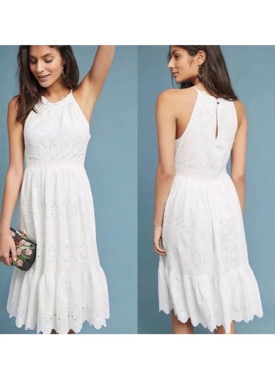 Anthropologie Dresses & Skirts - Anthropologie Maeve White Tiered Eyelet Midi Dress | 0